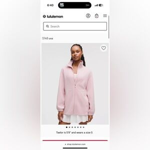 NWT Lululemon Softstreme Cinch-Waist Full-Zip Jacket - pink small